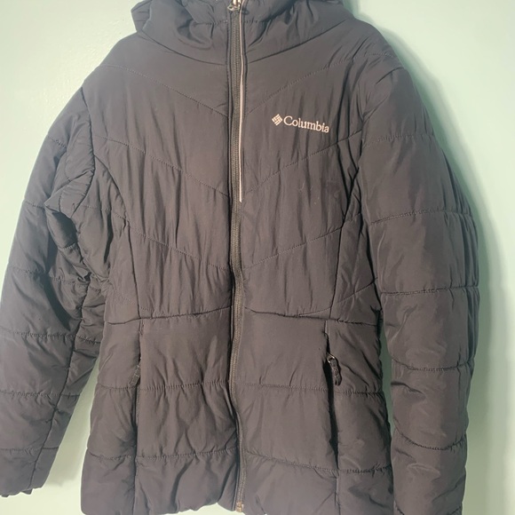Boys Columbia size 10-12 medium hooded black zip up puffer coat VGUC - Picture 14 of 15